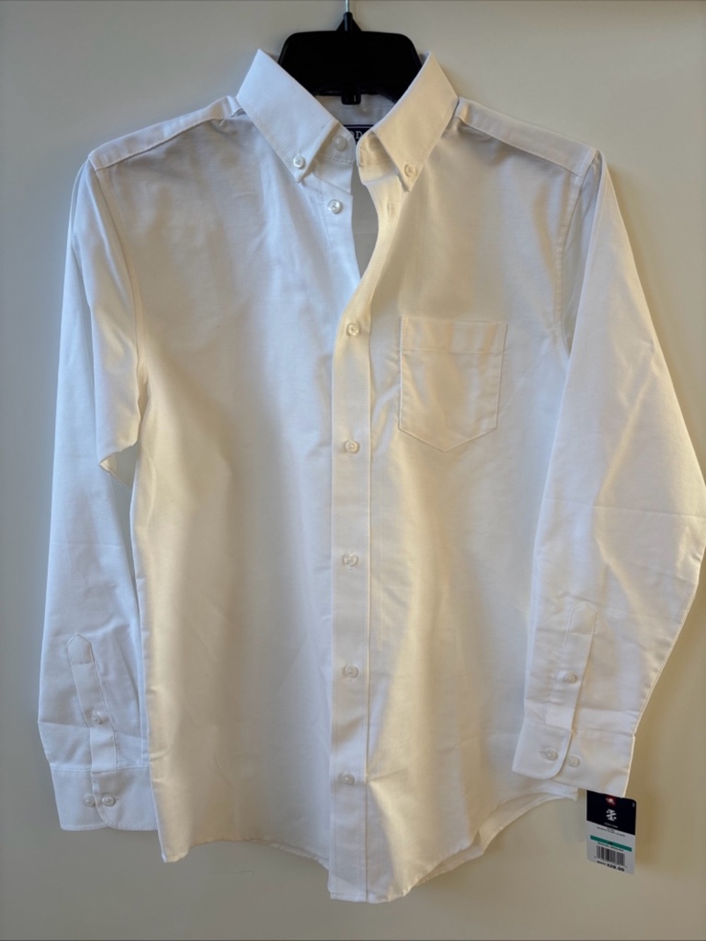 IZOD Boys Long Sleeve Solid Oxford Button Down Collar Shirt White size 16